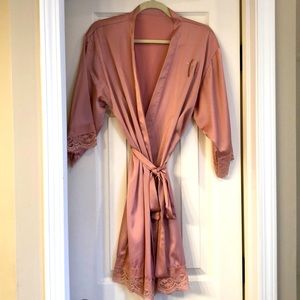 Silky Lace Bridal Bachelorette Robe Monogram N